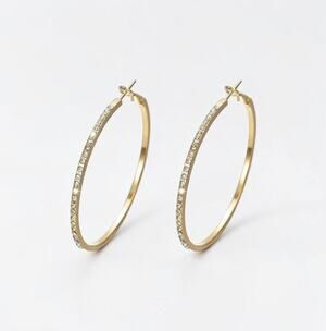 Gold Rhinestone Large Hoop Earrings